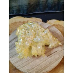 Rainbow Aqua Aura Quartz Crystal Cluster Points Titanium Coating .64lbs